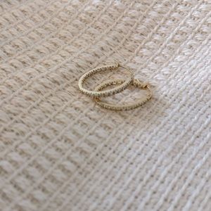 Gold diamond oval hoops